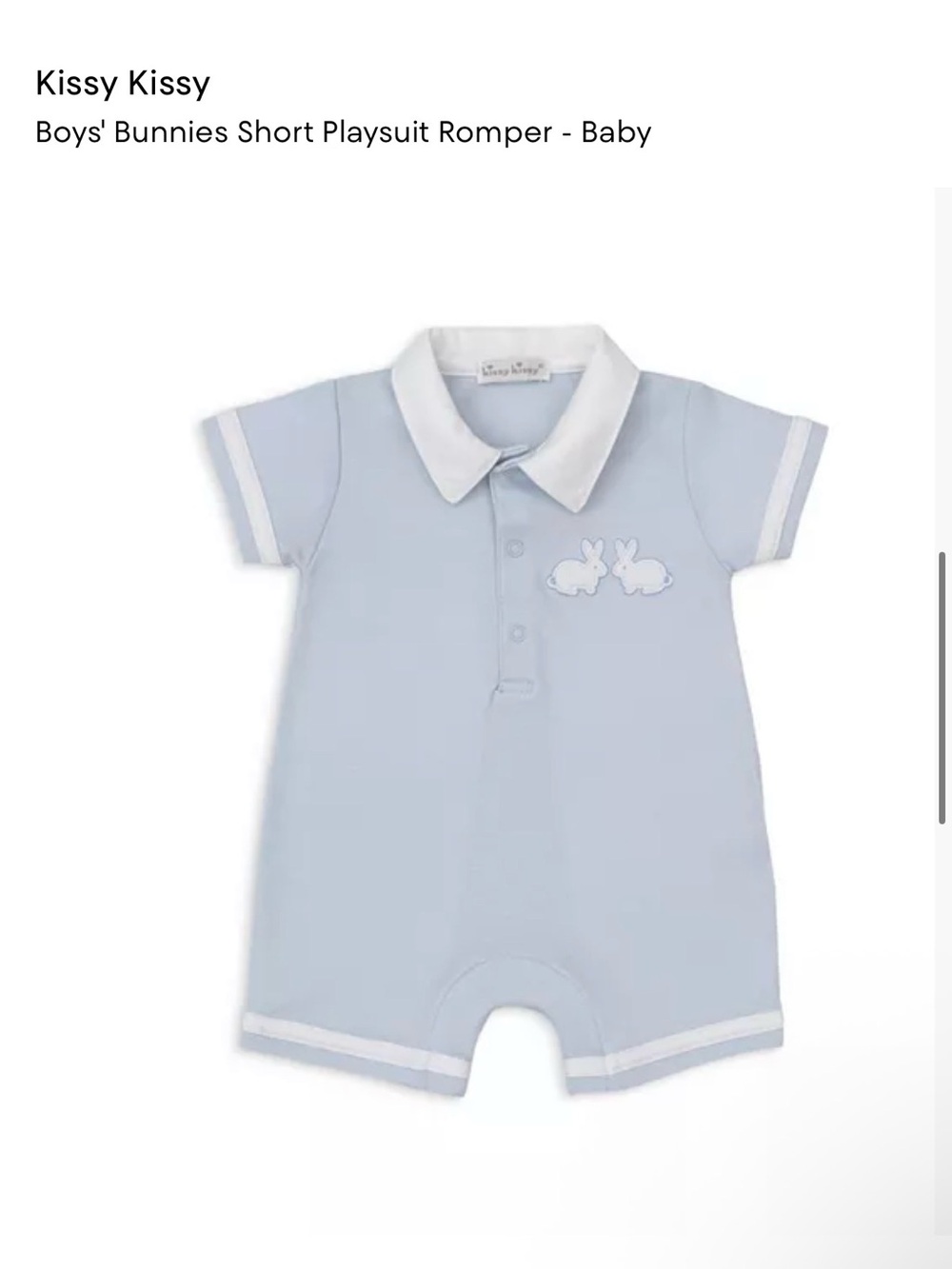 Kissy Kissy Light Blue Bunny Short Playsuit